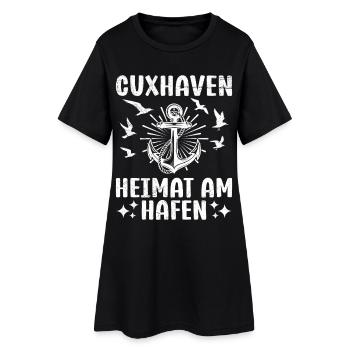 Nordsee CUXHAVEN HEIMAT AM HAFEN Lustiges - Frauen T-Shirt-Kleid - Schwarz - Vorne