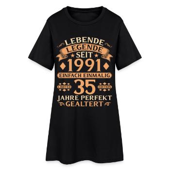 Jahrgang 1991 – 35 Jahre perfekt gealtert - Frauen T-Shirt-Kleid - Schwarz - Vorne