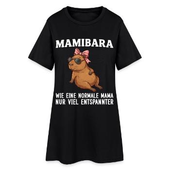 Mamibara – Wie eine normale Mama nur entspannter - Frauen T-Shirt-Kleid - Schwarz - Vorne