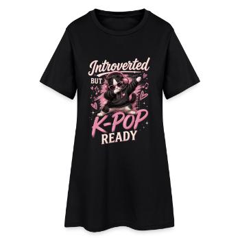 Introverti mais prêt pour la pop K - Robe T-shirt Femme - noir - Devant