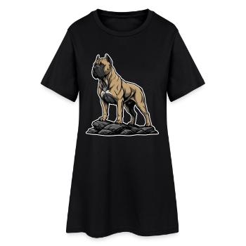 Chien Cane Corso sur Rocher Portrait Puissant - Robe T-shirt Femme - noir - Devant