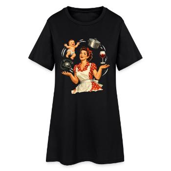Rétro Pin-Up Mom – Illustration multitâche - Robe T-shirt Femme - noir - Devant