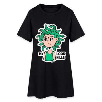 Medusa-Stimmung: Mein Look tötet - Frauen T-Shirt-Kleid - Schwarz - Vorne