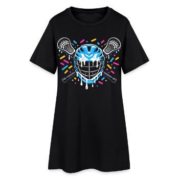 Lacrosse, joueurs de crosse, graphismes de crosse - Robe T-shirt Femme - noir - Devant