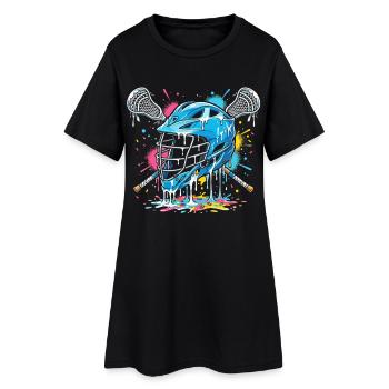 Lacrosse, joueurs de crosse, graphismes de crosse - Robe T-shirt Femme - noir - Devant