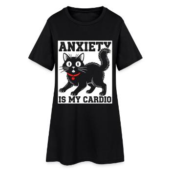 L’anxiété, c’est mon chat cardio - Robe T-shirt Femme - noir - Devant