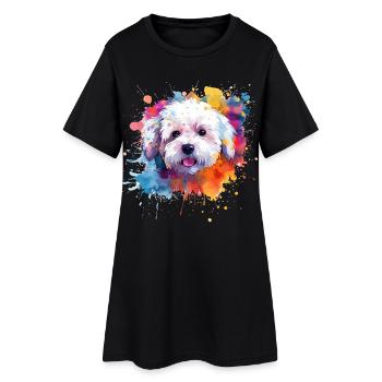 Splash Art Bichon Fris Dog Coloré - Robe T-shirt Femme - noir - Devant