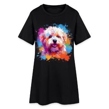 Fris de Bichon colorés avec des éclaboussures de chiens - Robe T-shirt Femme - noir - Devant
