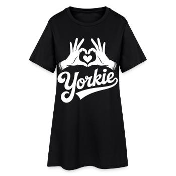 Logo de la main en forme de cœur Yorkie - Robe T-shirt Femme - noir - Devant