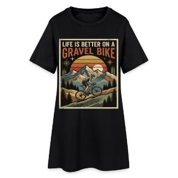 Gravel Bike Spruch Mountain Abenteuer - Frauen T-Shirt-Kleid - Schwarz - Vorne