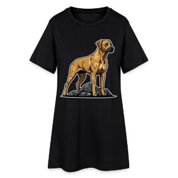 Rhodesian Ridgeback Dog on Rock Proud Portrait - Women’s T-Shirt Dress - black - Front
