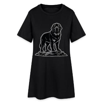 Neufundland-Hundeporträt Schwarzer Rettungsschwimmer - Frauen T-Shirt-Kleid - Schwarz - Vorne