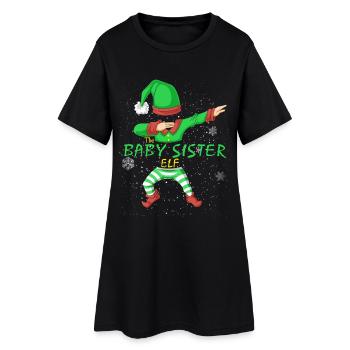 Chemise de Noël Petite Sœur Elfe - Robe T-shirt Femme - noir - Devant