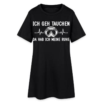Ich geh Tauchen – Da hab ich meine Ruhe - Frauen T-Shirt-Kleid - Schwarz - Vorne