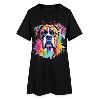 Éclaboussure de portrait vif du chien boxer - Robe T-shirt Femme - noir - Devant