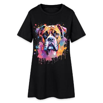 Art éclaboussuré coloré de chien Boxer - Robe T-shirt Femme - noir - Devant