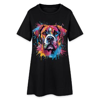 Art éclaboussuré de chien boxer coloré - Robe T-shirt Femme - noir - Devant