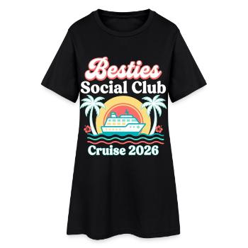 Besties Social Club Cruise 2026 Retro Design - Frauen T-Shirt-Kleid - Schwarz - Vorne