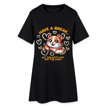 Le chat adore le gâteau - Robe T-shirt Femme - noir - Devant
