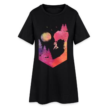 Escalade, Boulder, Aquarelle, Coucher de soleil - Robe T-shirt Femme - noir - Devant