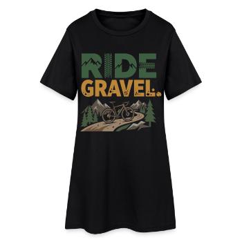 Ride Gravel Fahrrad Abenteuer Outdoor Bike - Frauen T-Shirt-Kleid - Schwarz - Vorne