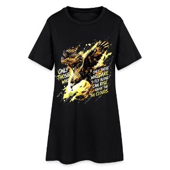 Fly Alone Eagle Quote Art - Frauen T-Shirt-Kleid - Schwarz - Vorne