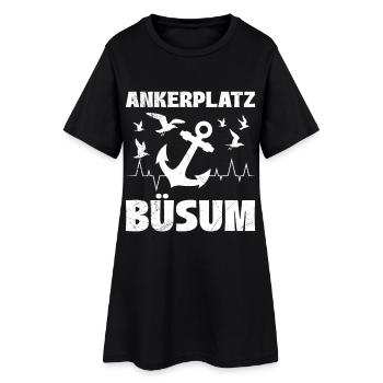 Nordsee Wattenmeer ANKERPLATZ BÜSUM Lustiges - Frauen T-Shirt-Kleid - Schwarz - Vorne