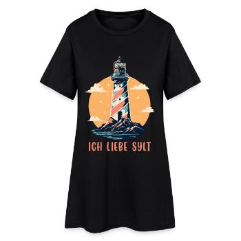 Nordsee Urlaub ICH LIEBE SYLT Lustiges - Frauen T-Shirt-Kleid - Schwarz - Vorne