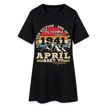 April 1941 Vintage-Geburtstagsgeschenk - Frauen T-Shirt-Kleid - Schwarz - Vorne