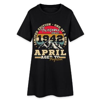 Avril 1942 Vintage Cadeau D'anniversaire - Robe T-shirt Femme - noir - Devant