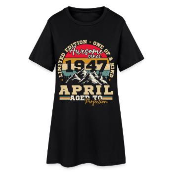 Avril 1947 Vintage Cadeau D'anniversaire - Robe T-shirt Femme - noir - Devant