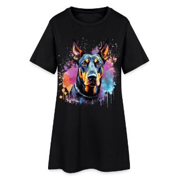 Doberman Pinscher Dog Splash Art - Frauen T-Shirt-Kleid - Schwarz - Vorne
