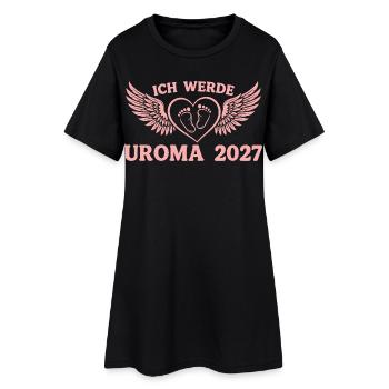 Ich werde Uroma 2027 – Werdende Urgroßmutter - Frauen T-Shirt-Kleid - Schwarz - Vorne