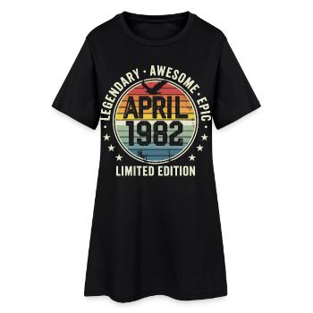 Édition Limitée Avril 1982 - Design Vintage 1982 - Robe T-shirt Femme - noir - Devant