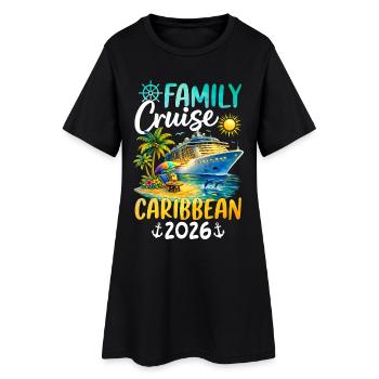 Croisière en famille dans les Caraïbes 2026 - Robe T-shirt Femme - noir - Devant