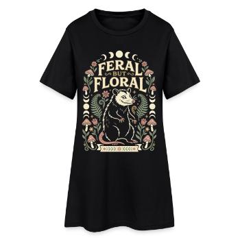 Design d’opossum sauvage mais floral - Robe T-shirt Femme - noir - Devant