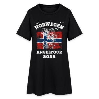 Voyage de pêche en Norvège 2026 - Cadeau du pêcheur - Robe T-shirt Femme - noir - Devant