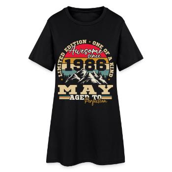 Mai 1986 Vintage Cadeau d'anniversaire - Robe T-shirt Femme - noir - Devant