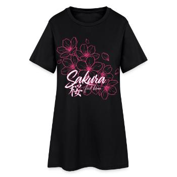 Sakura Cherry Blossoms in Pink - Women’s T-Shirt Dress - black - Front