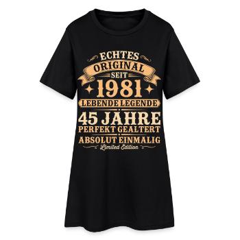 45. Geburtstag Original 1981 Jahrgang geboren - Frauen T-Shirt-Kleid - Schwarz - Vorne