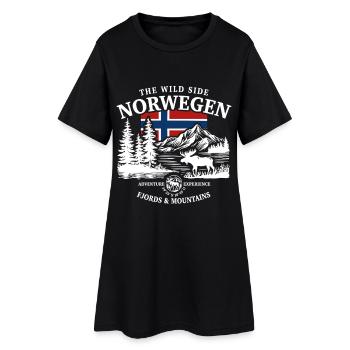 The wild side - Norwegen Urlaub Natur Geschenk - Frauen T-Shirt-Kleid - Schwarz - Vorne