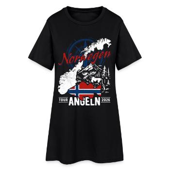 Norwegen Angeln Tour 2026 - Angler Geschenk - Frauen T-Shirt-Kleid - Schwarz - Vorne