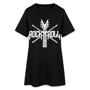 Rock 'N' Roll Guitar and Drumsticks Logo - Women’s T-Shirt Dress - black - Front