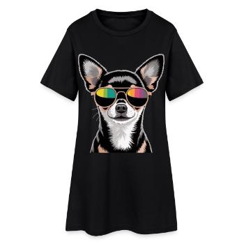Chihuahua avec des lunettes de soleil - Robe T-shirt Femme - noir - Devant
