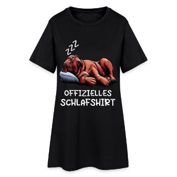 Offizielles Schlafshirt Bordeaux Dogge Bordeauxs - Frauen T-Shirt-Kleid - Schwarz - Vorne