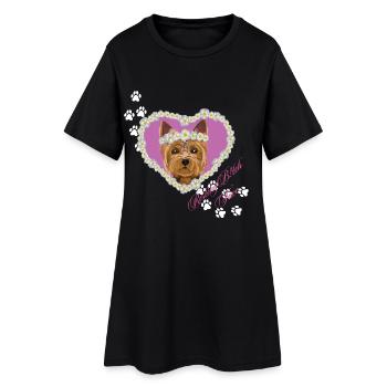 Ruhender Tch-Face Yorksire Terrier - Frauen T-Shirt-Kleid - Schwarz - Vorne