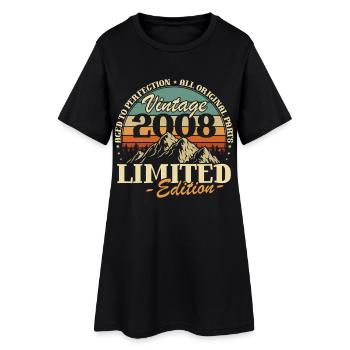 Jahrgang 2008 Vintage Retro Geburtstag Geschenk - Frauen T-Shirt-Kleid - Schwarz - Vorne