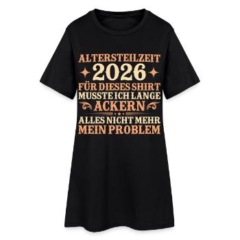 Altersteilzeit 2026 Lange Geackert Ruhestand - Frauen T-Shirt-Kleid - Schwarz - Vorne
