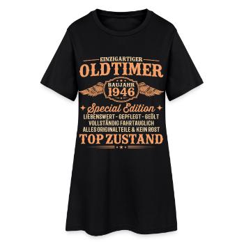 Oldtimer Baujahr 1946 – 80. Geburtstag Geschenk - Frauen T-Shirt-Kleid - Schwarz - Vorne