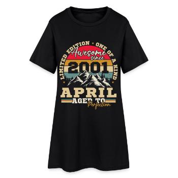 Avril 2001 Vintage Cadeau D'anniversaire - Robe T-shirt Femme - noir - Devant